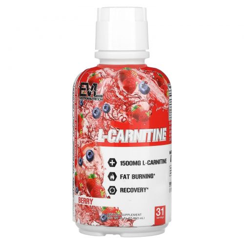 EVLution Nutrition, L-карнитин, ягодный вкус, 465 мл (16 жидк. унций)