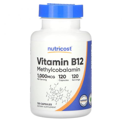 Nutricost, витамин B12, 1000 мкг, 120 капсул