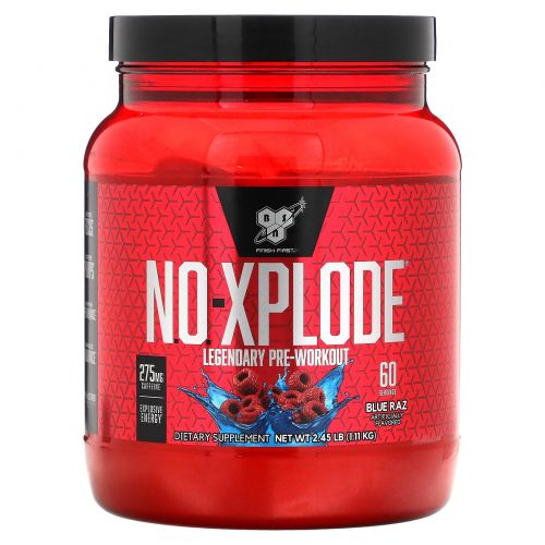 BSN, N.O.-Xplode, Предтренировочная энергия, со вкусом ежевикообразной малины, 1.11 кг