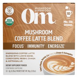 Om Mushrooms, Mushroom Powered Coffee Latte Blend, 10 Packets, 0.28 oz (8 g) Each