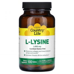 Country Life, L-лизин, 1000 мг, 100 таблеток