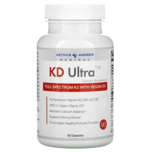 Arthur Andrew Medical, KD Ultra, Full Spectrum K2 with Vegan D3, 90 Capsules