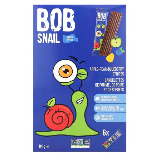 Bob Snail, Stripe, яблоко, груша и голубика, 6 шт., 14 г (0,49 унции)