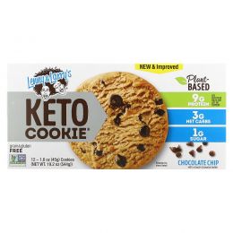 Lenny & Larry's, Keto Cookies, печенье для кетодиеты, с кусочками шоколада, 12 шт. по 45 г (1,6 унции)