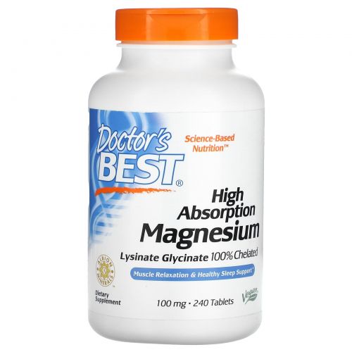 Doctor's Best, High Absorption Magnesium, 100% Chelated with TRAACS, 240 Tablets