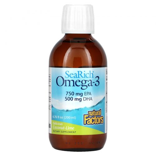 Natural Factors, Omega-3, 750 mg EPA, 500 mg DHA, Coconut Lime, 6.76 fl oz (200 ml)