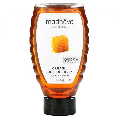 Madhava Natural Sweeteners, Organic Golden Honey, Unfiltered , 16 oz (454 g)