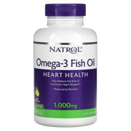 Natrol, Омега-3 рыбий жир, со вкусом лимона, 1000 мг, 150 желатиновых капсул