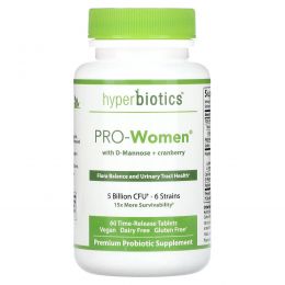 Hyperbiotics, "Pro-Women", пробиотик для женщин, 5 миллиардов колониеобразующих единиц, 60 таблеток замедленного высвобождения