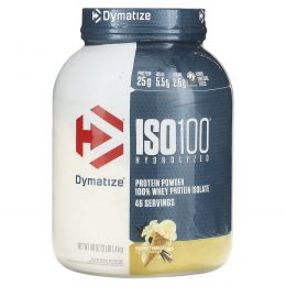 Dymatize Nutrition, ISO 100, гидролизованный, 100% изолят сывороточного протеина, ваниль для гурманов, 48 унций (1,4 кг)