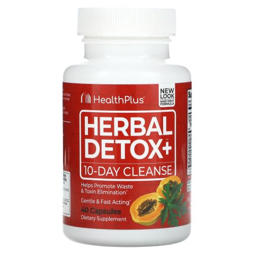 Health Plus Inc., Herbal Detox+, очищение в течение 10 дней, 40 капсул