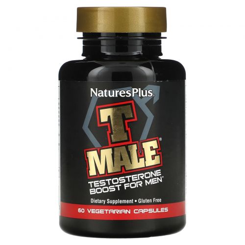 NaturesPlus, T Male, добавка с тестостероном для мужчин, 60 растительных капсул