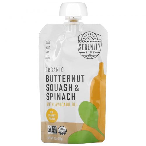 Serenity Kids, Organic Butternut Squash & Spinach with Avocado Oil, 6+ Months, 3.5 oz (99 g)