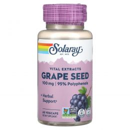 Solaray, Vital Extracts, виноградные косточки, 100 мг, 60 растительных капсул