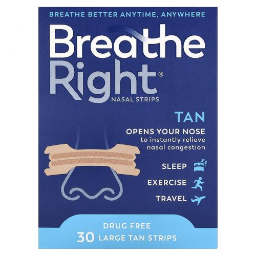 Breathe Right, Полоски для носа, оригинальные, большие, 30 шт.