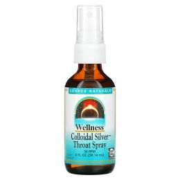 Source Naturals, Wellness, Коллоидное серебро в аэрозольной упаковке для горла, 30 PPM, 2 жидкие унции (59.14 мл)