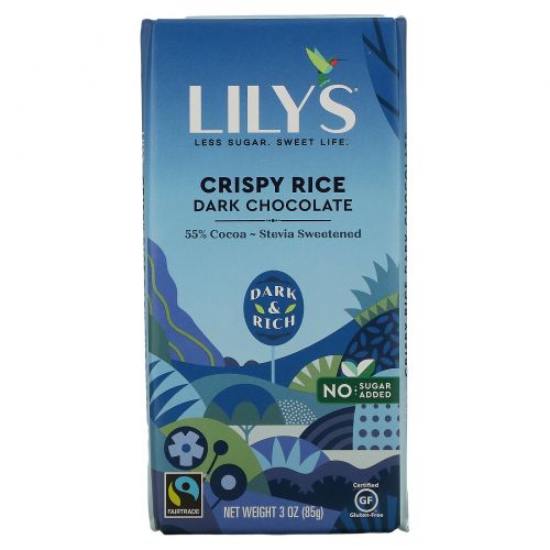 Lily's Sweets, Dark Chocolate Bar, Crispy Rice, 3 oz (85 g)