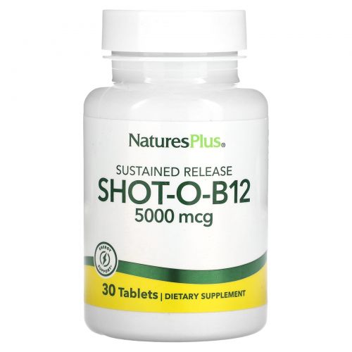 NaturesPlus, Shot-O-B12, 5000 мкг, 30 таблеток