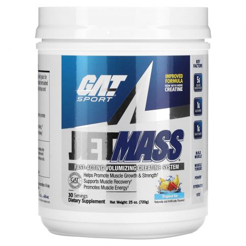 GAT, Sport, JetMass, Volumizing Creatine System, Tropical Ice, 25.4 oz (720 g)