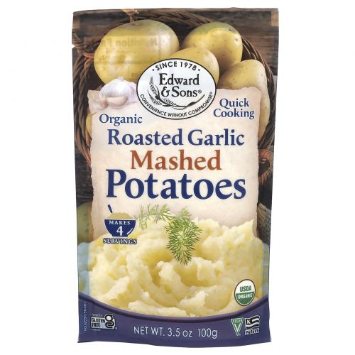 Edward & Sons, Органическое картофельное пюре, обжаренный чеснок, 3,5 унции (100 г)