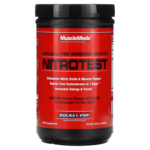 MuscleMeds, Nitrotest, андрогенный предтренировочный комплекс, рокет, 468,6 г (16,53 унции)