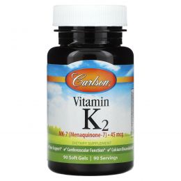 Carlson Labs, Vitamin K2 MK-7, 45 mcg, 90 Soft Gels