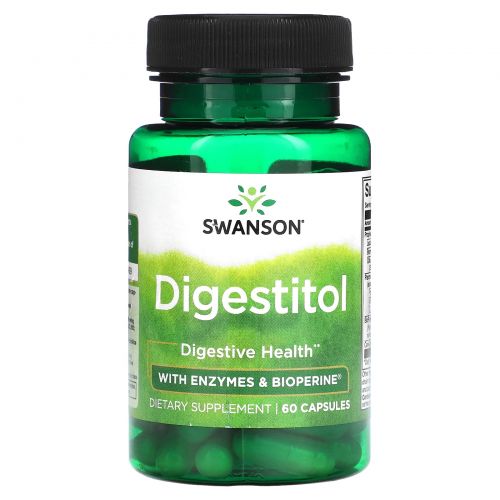 Swanson, Дигеститол с ферментами и биоперином, 60 капсул