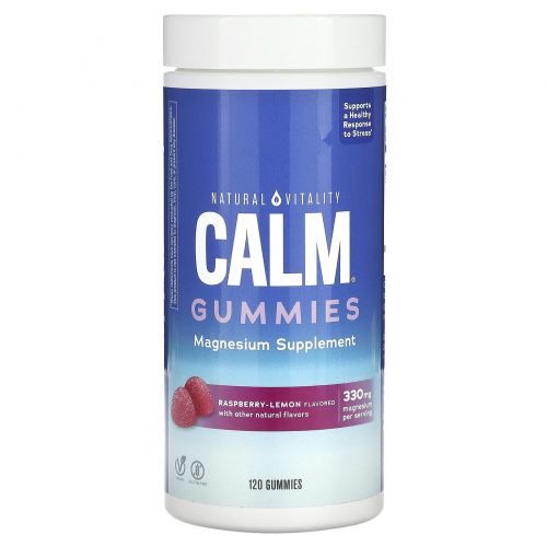 Natural Vitality, Антисстрессовые жевательные конфеты таблетки Calm, малина с лимоном, 120 штук