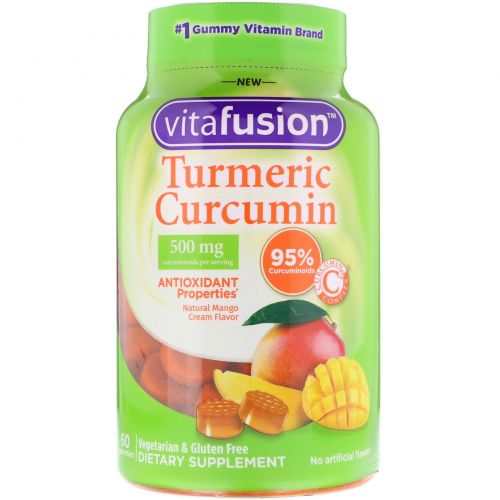 VitaFusion, Turmeric Curcumin, Natural Mango Cream Flavor, 60 Gummies