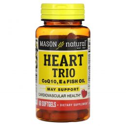 Mason Natural, Heart Trio, коэнзим Q10, пищевой и рыбий жир, 60 мягких таблеток