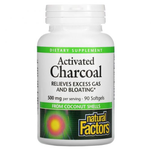 Natural Factors, Activated Charcoal, 500 mg, 90 Softgels