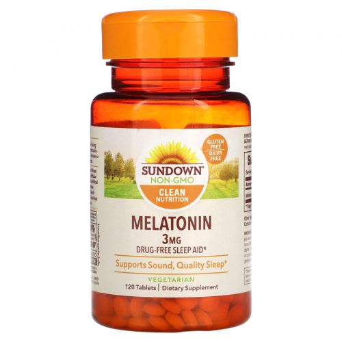 Sundown Naturals, Мелатонин, 3 мг, 120 таблеток