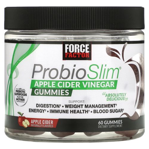 Force Factor, ProbioSlim, жевательные таблетки с яблочным уксусом, 60 жевательных таблеток