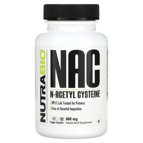 Nutrabio Labs, NAC N-ацетилцистеин, 600 мг, 90 растительных капсул