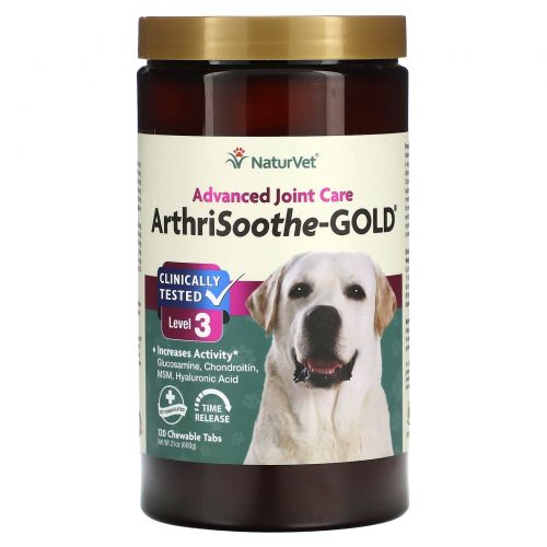 NaturVet, ArthriSoothe-GOLD, Advanced Care, Level 3, 120 Chewable Tablets, 21 oz (600 g)