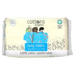 Cottons, 100% Natural Cotton Coversheet, Long Liners, Ultra-Thin, 32 Liners