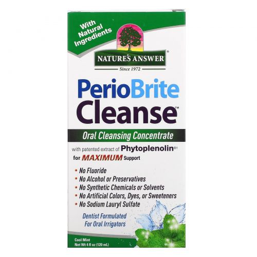 Nature's Answer, PerioCleanse, концентрат для очистки ротовой полости, освежающая прохладная мята, 4 жидких унции (120 мл)