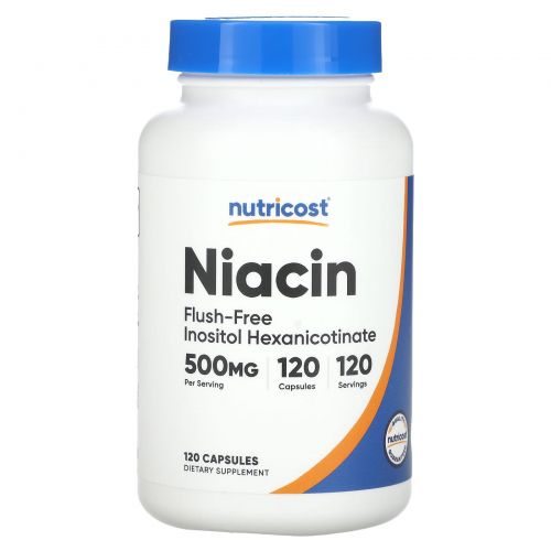 Nutricost, ниацин, не вызывающий приливов, 500 мг, 120 капсул
