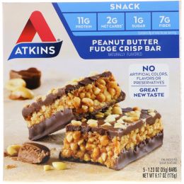 Atkins, Day Break, Peanut Butter Fudge Crisp, 5 Bars, 1.2 oz (35 g) Each