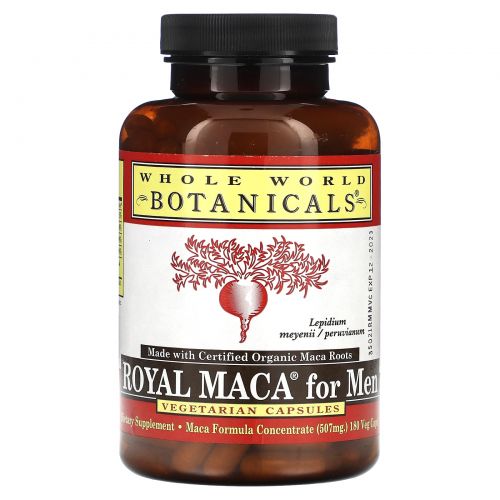 Whole World Botanicals, Royal Maca, для мужчин, 507 мг, 180 растительных капсул (253 мг в 1 капсуле)