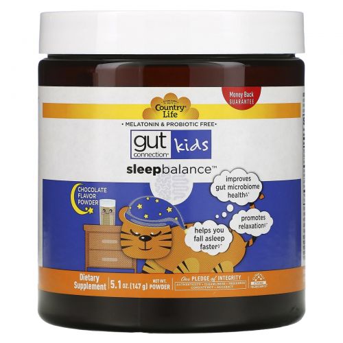 Country Life, Gut Connection Kids, Sleep Balance, Chocolate Flavor Powder, 5.1 oz (147 g)