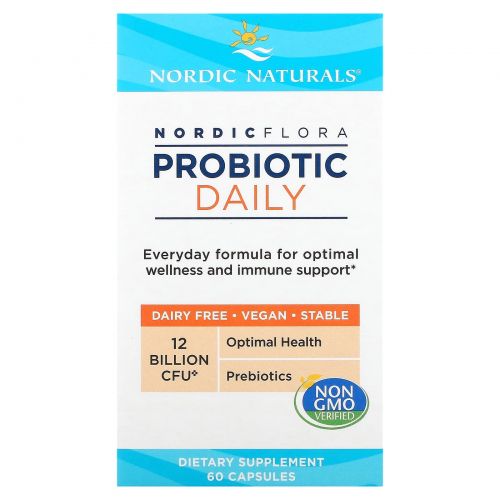 Nordic Naturals, Nordic Flora Probiotic Daily, пробиотики для ежедневного применения, 60 капсул