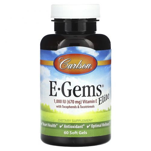 Carlson Labs, E-Gems Elite, 1,000 IU, 60 Soft Gels