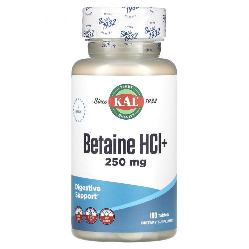KAL, Betaine HCl+, 100 Tablets