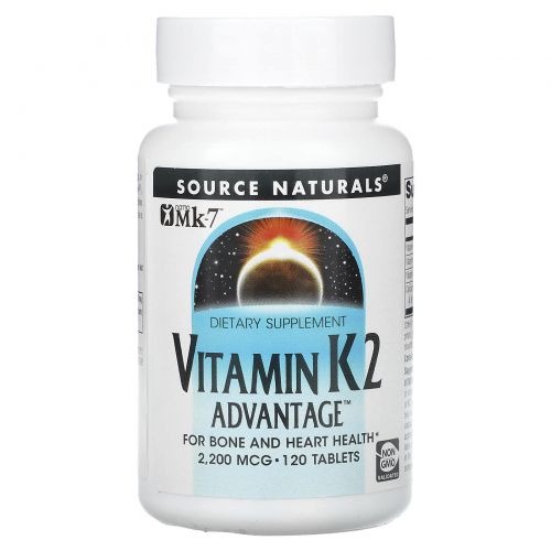 Source Naturals, Vitamin K2 Advantage, 2200 мкг, 120 таблеток