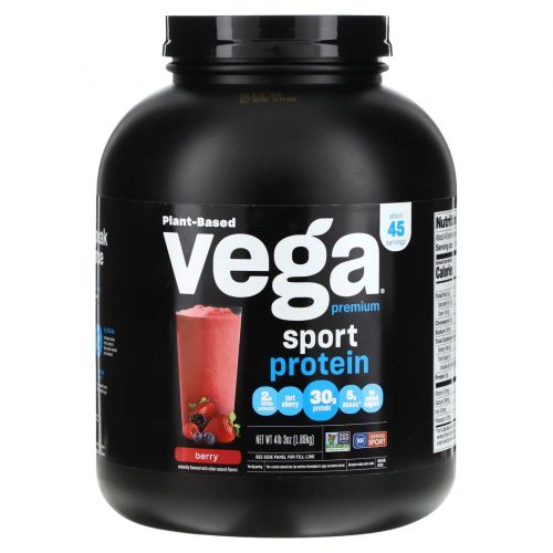 Vega, Sport, протеин премиального качества на растительной основе, со вкусом ягод, 1,89 кг (4 фунта)