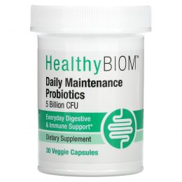 HealthyBiom, Daily Maintenance Probiotics, 5 Billion CFUs, 30 Veggie Capsules