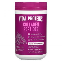Vital Proteins, Пептиды коллагена, темный шоколад и черника, 10,65 унций (302 г)