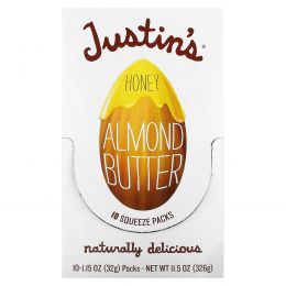 Justin's Nut Butter, Миндальное масло с медом, 10 пакетиков, 1,15 унций (32 г) каждый