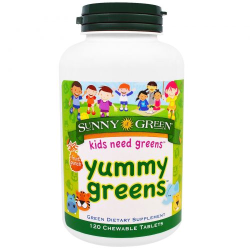 Sunny Green, Вкусная зелень, фруктовый пунш, 120 жевательных таблеток